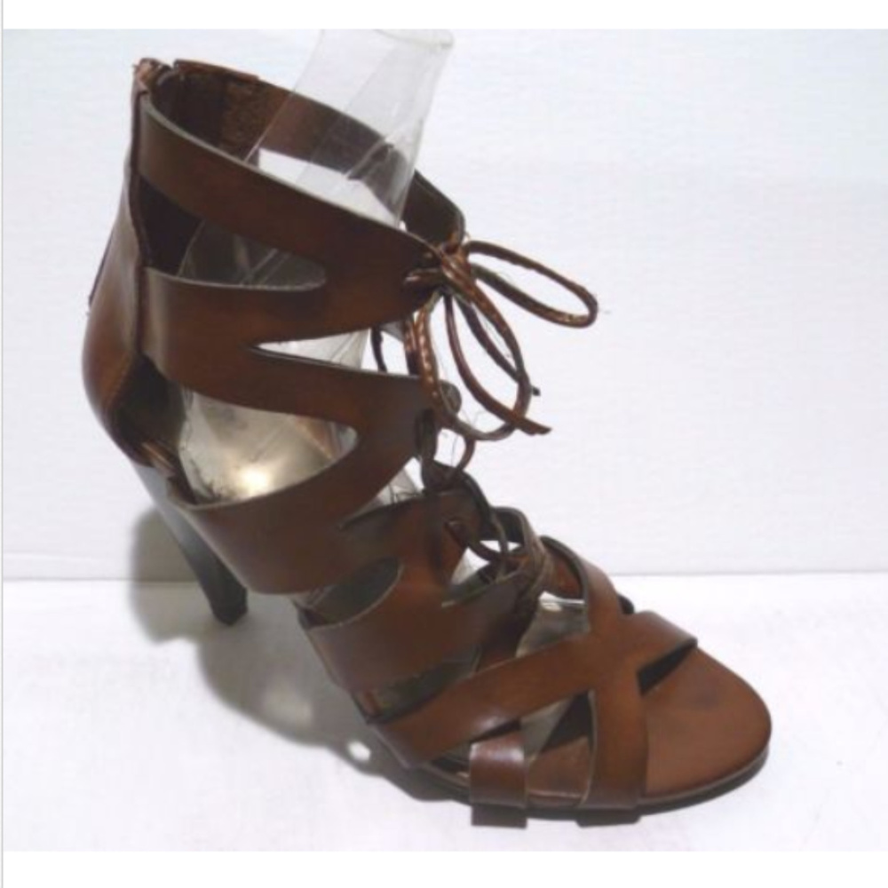 Mossimo Sandals 8M Zip Back heel Brown Gladiators